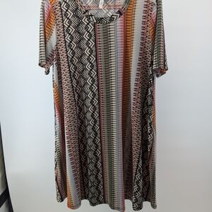 BCBGeneration Striped Midi Dress in Black, Orange & Cream